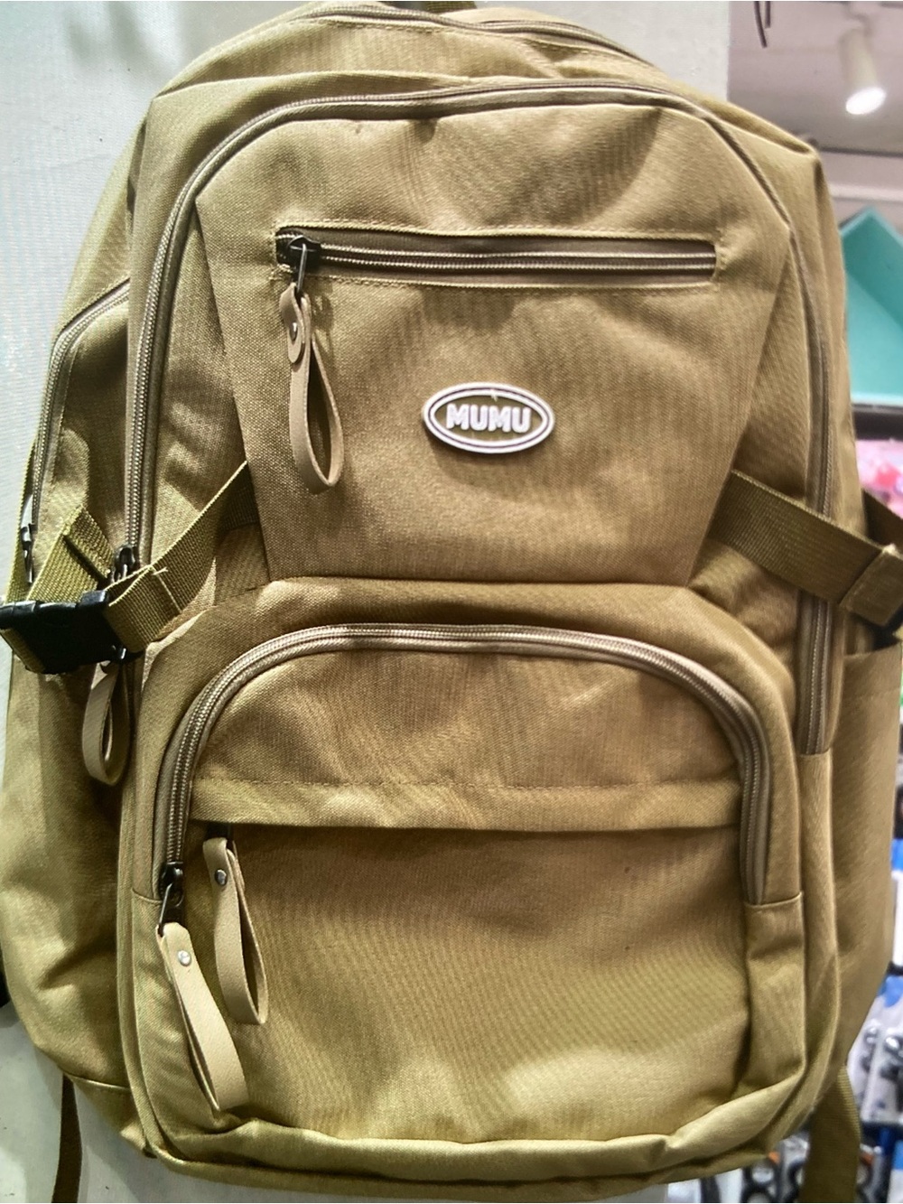 Olive Green Men's Backpack - Multi-Pocket Travel Bag